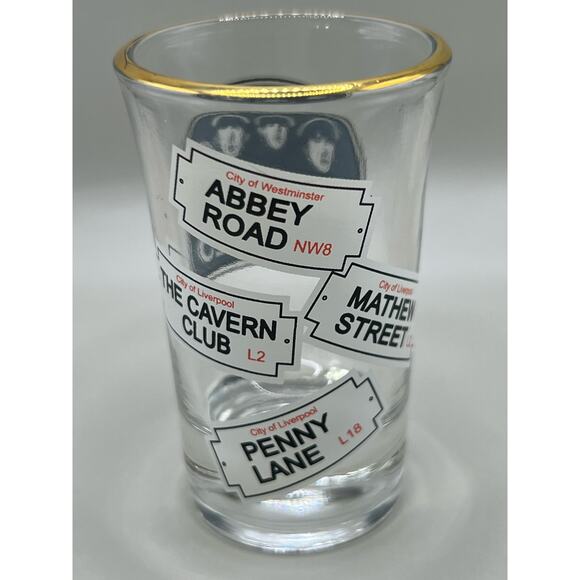 Beatles Collectable Gold Rimmed Shot Glass - Picture 3 of 5